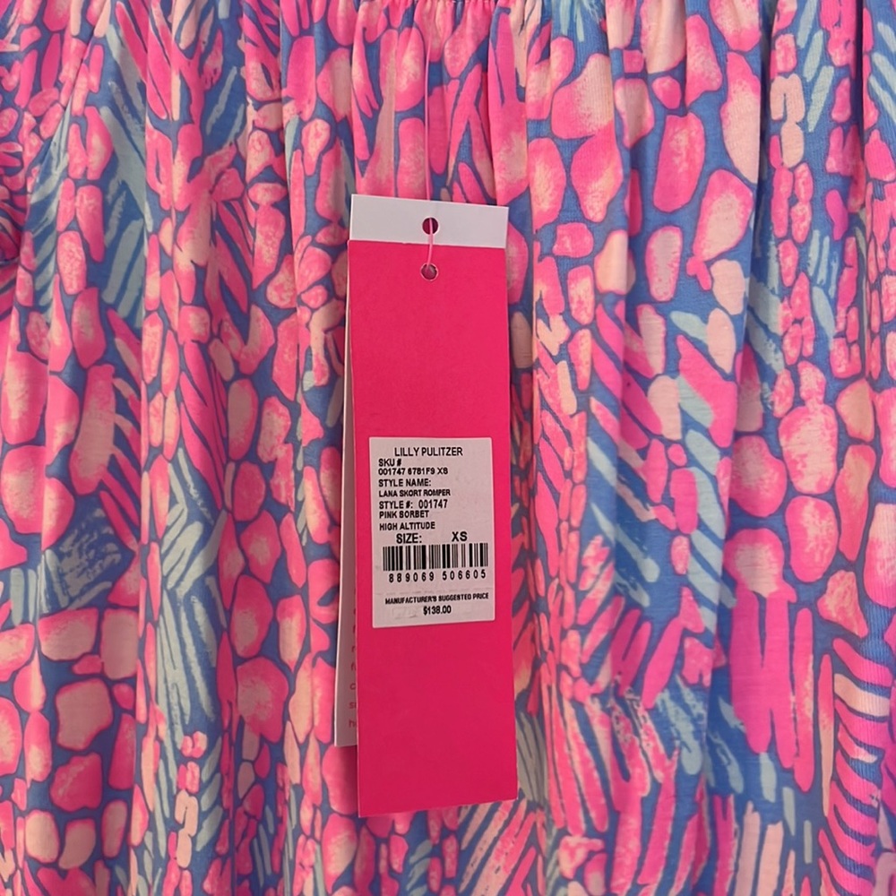 NWT Lilly Pulitzer Lana Skort Romper Off The Shoulder Pink Blue Floral Size XS - Picture 4 of 5